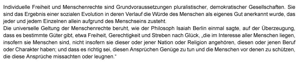 Freiheit, Menschenrechte und Pluralismus